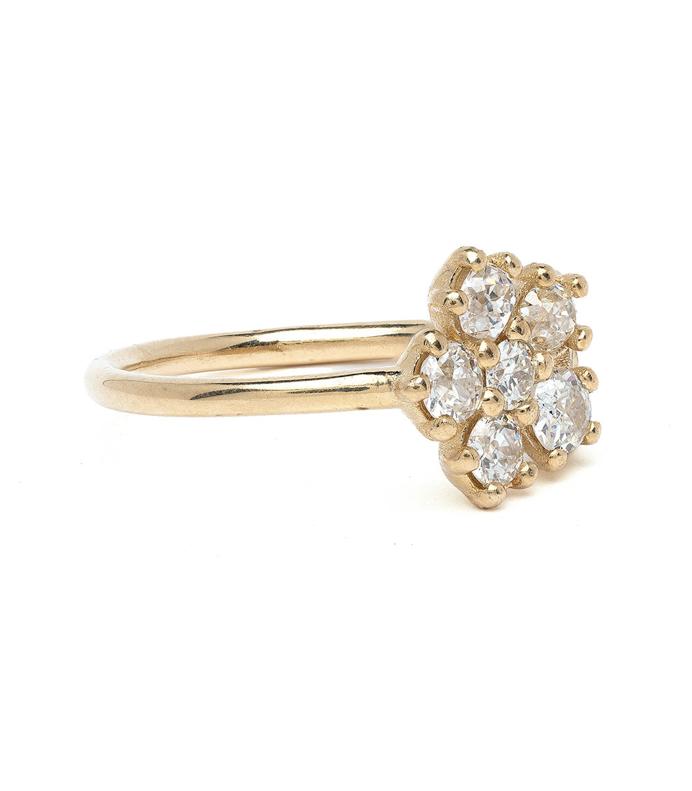 Antique Inspired Flower Ring With Diamonds