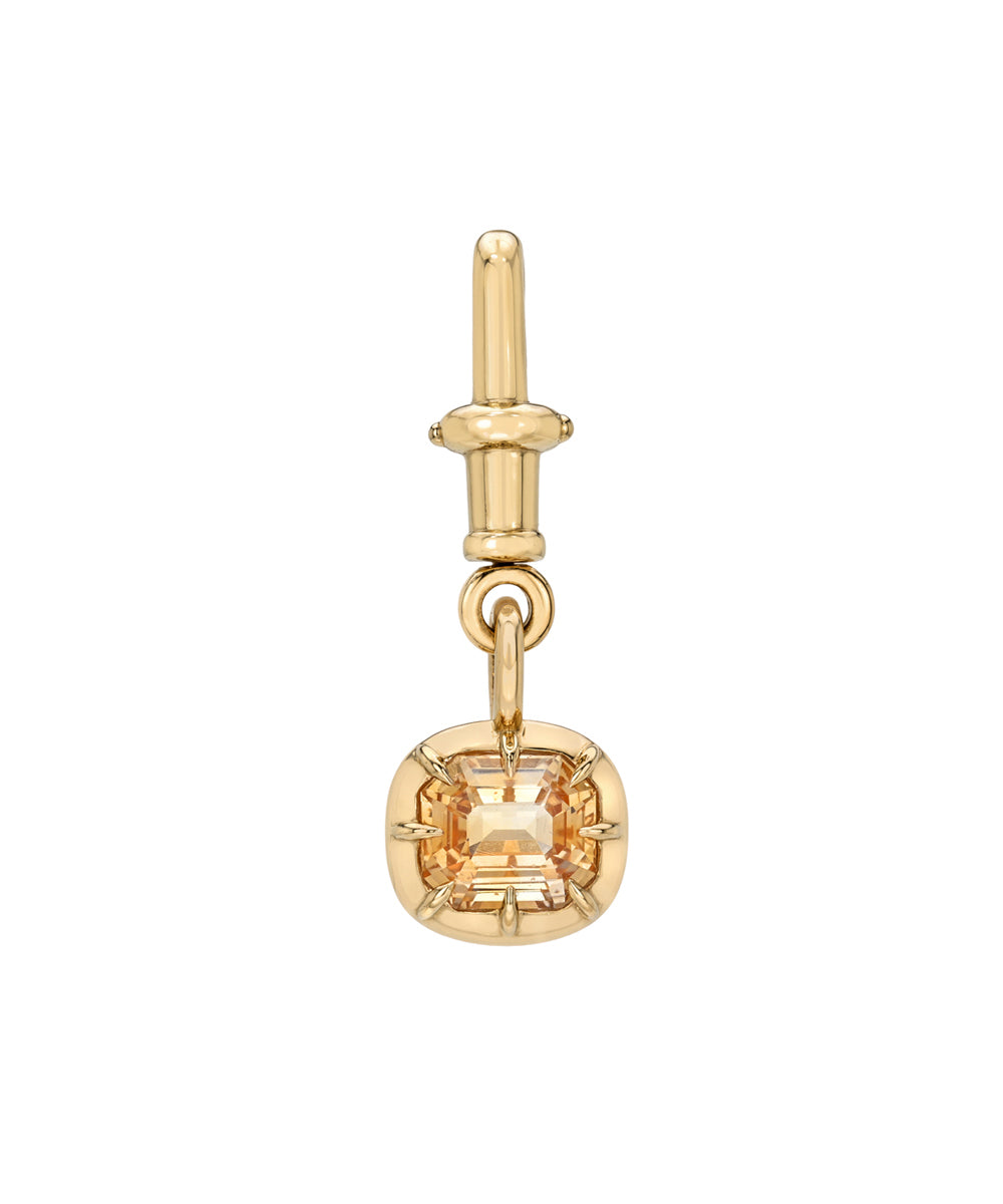 Antique Style Button Back Peach Sapphire Swivel Pendant 14k Yellow Gold Sk Sp131 Sa Cl Ew St Em 2.35 A