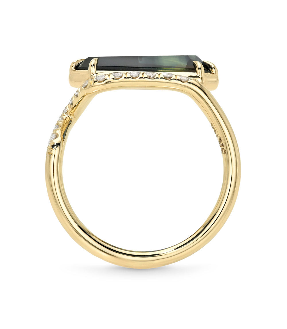 Asymmetric Sapphire Unique Engagement Rings