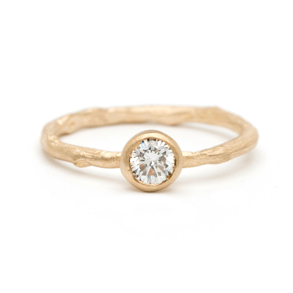 Branch Textured Diamond Solitaire Engagement Ring