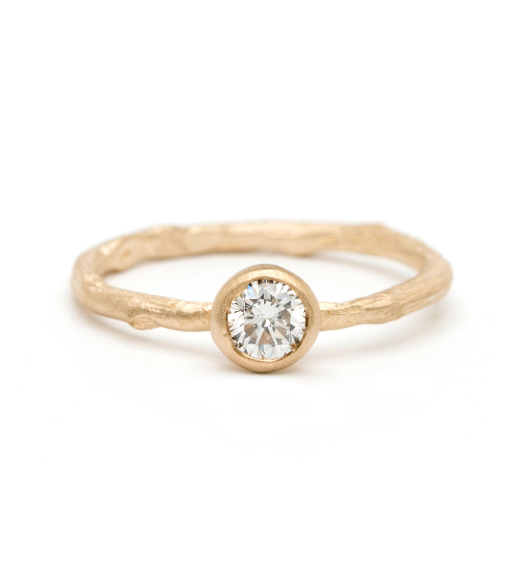 Branch Textured Diamond Solitaire Engagement Ring