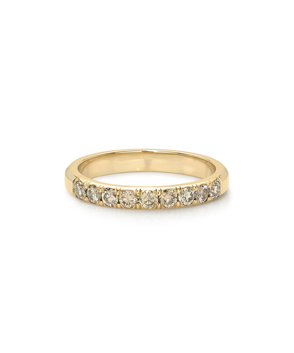 Champagne Diamond Stacking Band On Gold Band Pinky Ring Lf R1 Cd Front