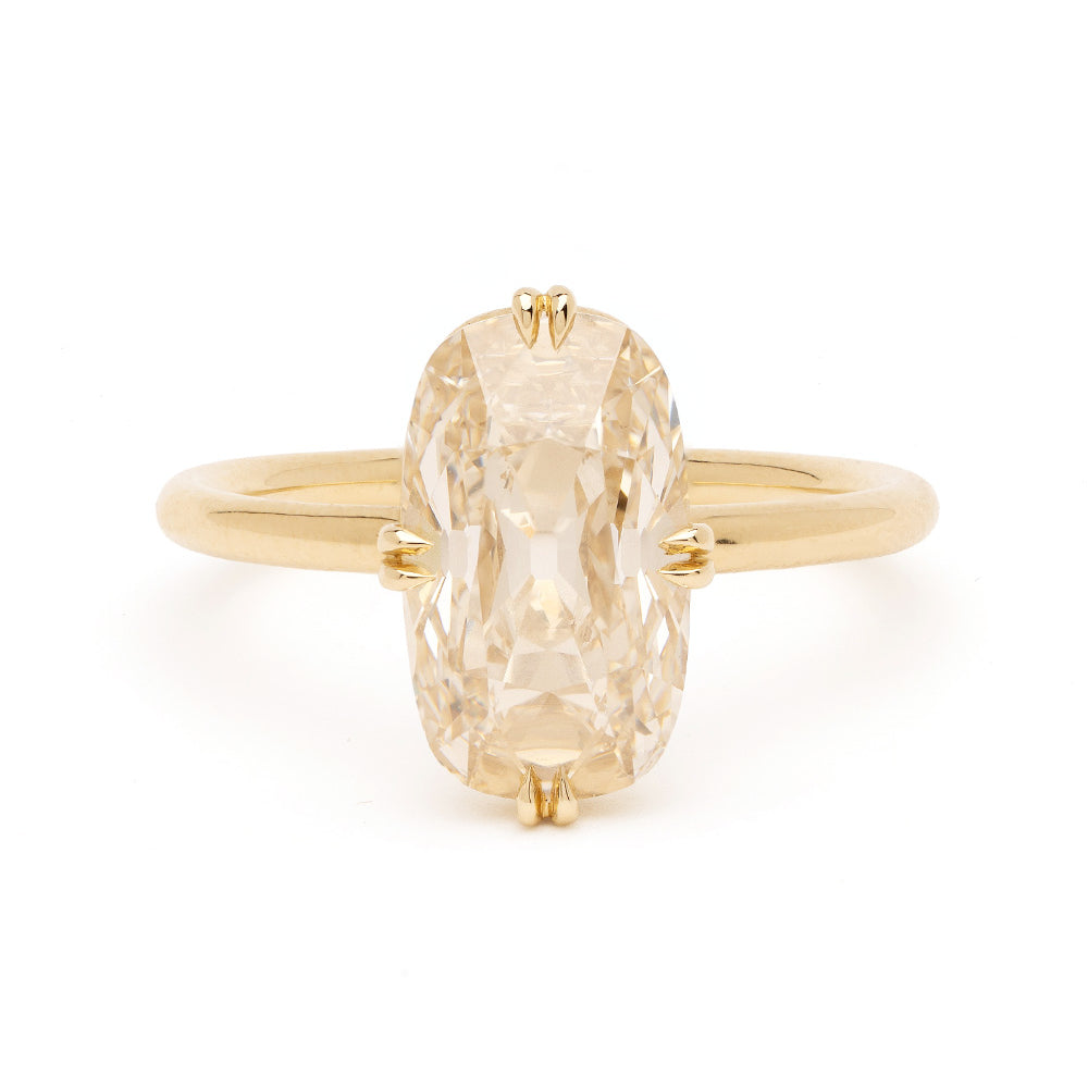 Champagne Elongated Cushion Antique Inspired Diamond Ring 1