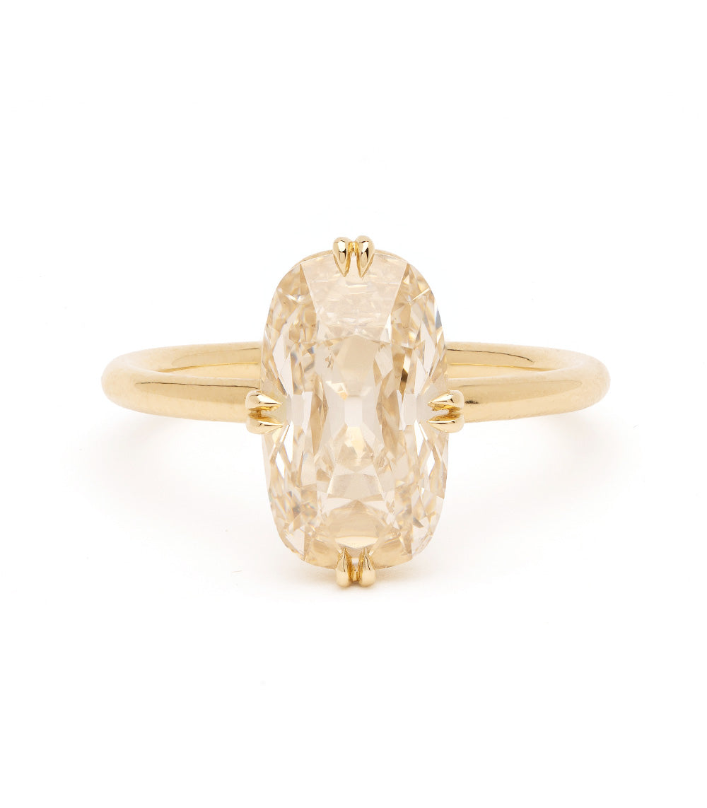 Champagne Elongated Cushion Antique Inspired Diamond Ring 1