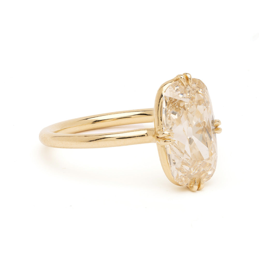 Champagne Elongated Cushion Antique Inspired Diamond Ring 2