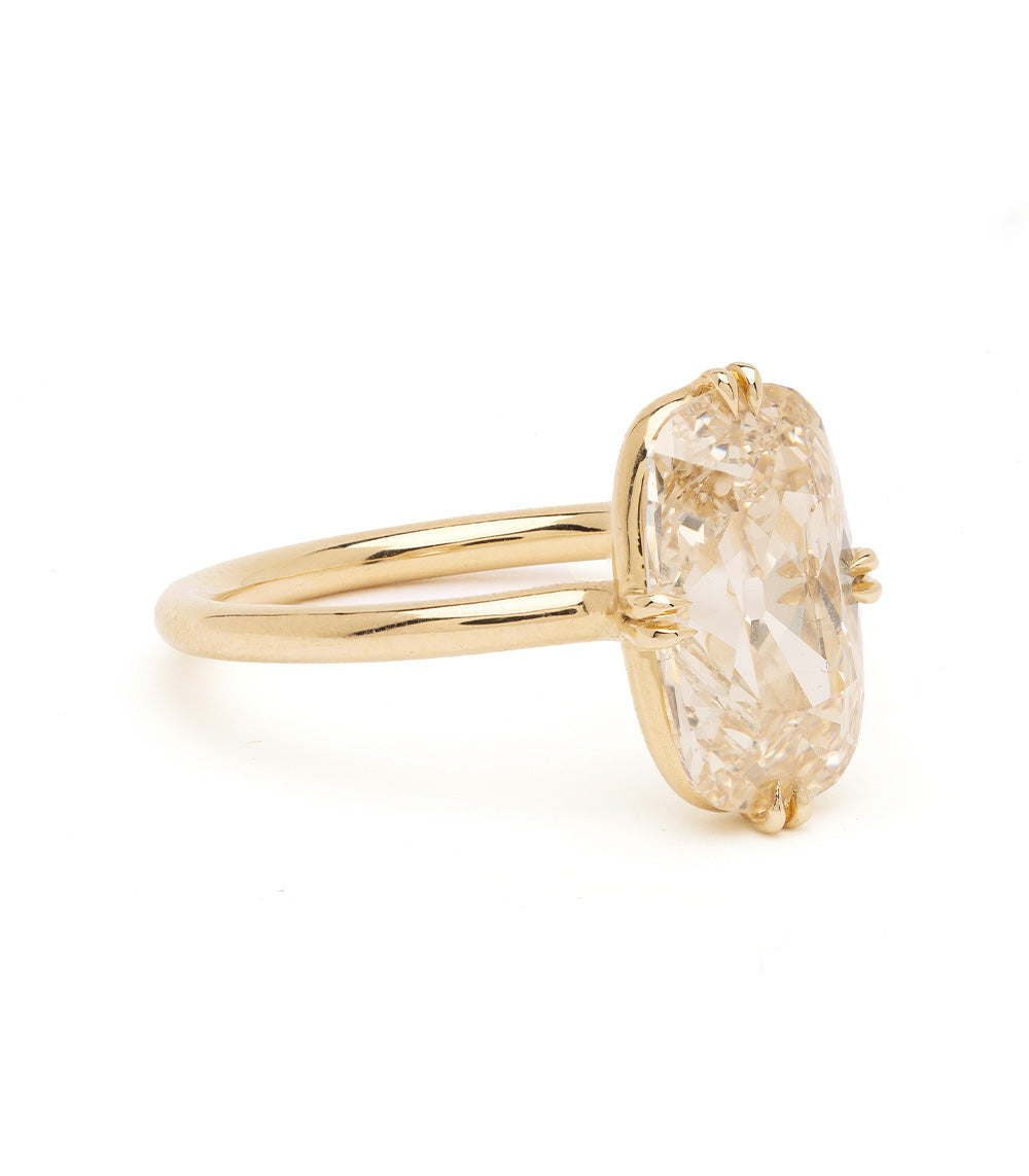 Champagne Elongated Cushion Antique Inspired Diamond Ring 2