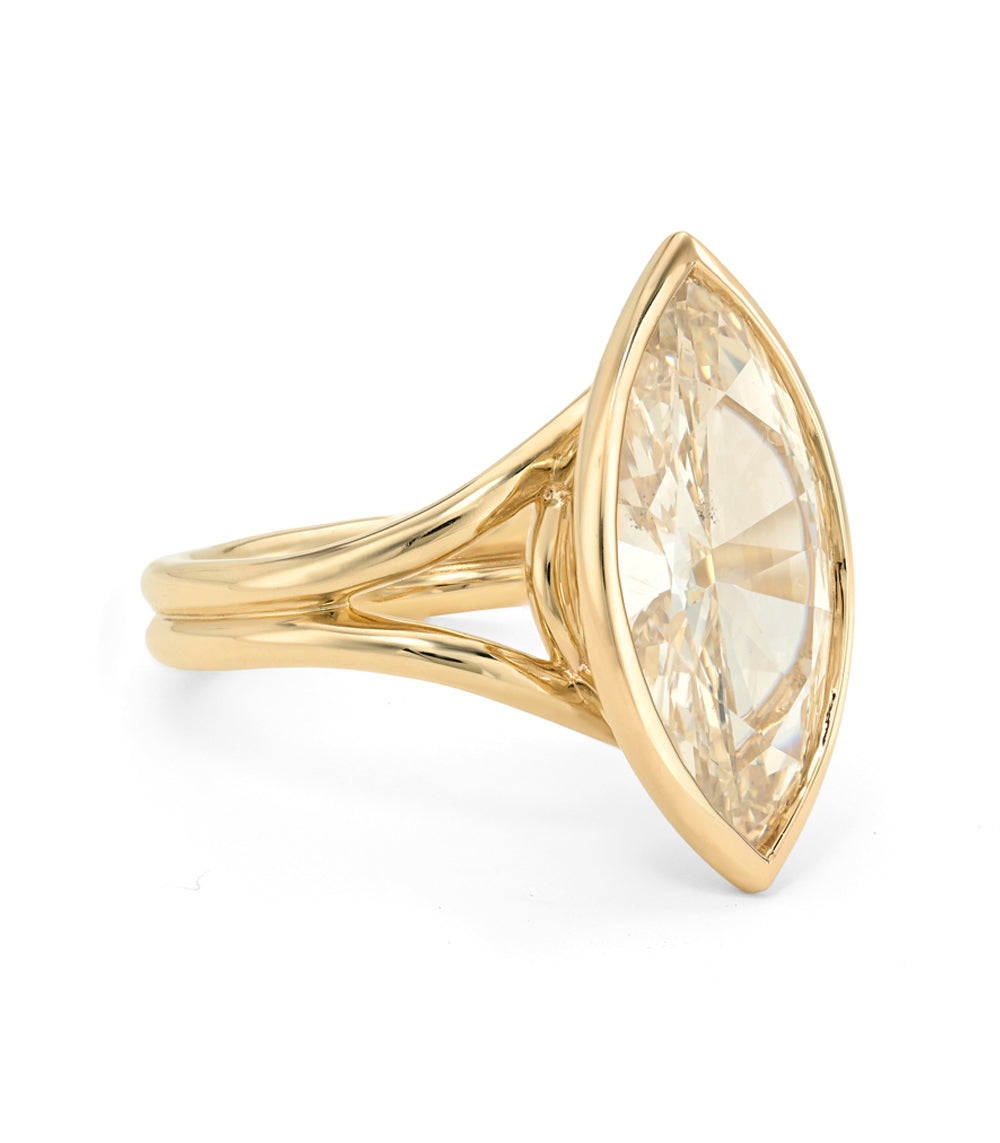 Champagne Marquise Natural Diamond Bezel Set Engagement Ring Er64 Sk R94b Nd Wd Ns Mq 5.00 B
