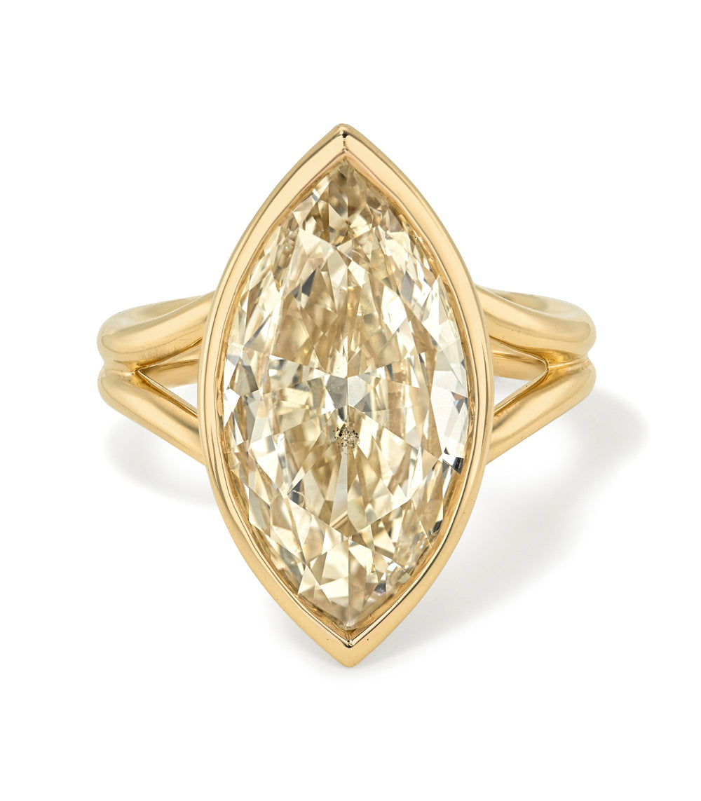 Champagne Marquise Natural Diamond Bezel Set Engagement Ring Er64 Sk R94b Nd Wd Ns Mq 5.00 Front