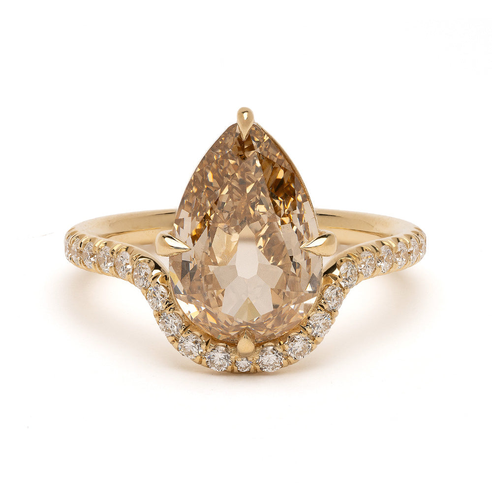 Champagne Pear Unique Diamond Engagement Ring Demi 2