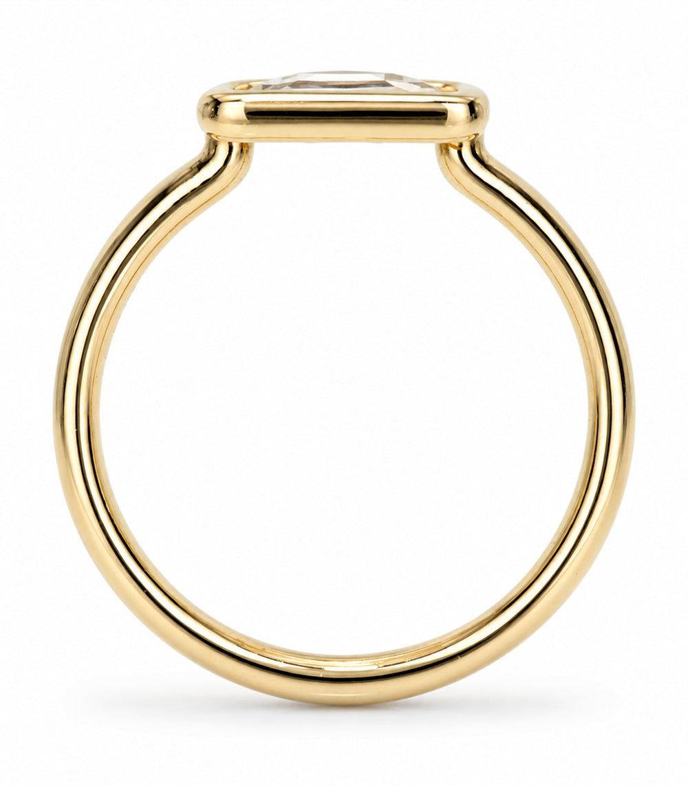 Champagne Portrait Cut Diamond Engagement Ring 14k Yellow Gold Bezel Sk R94 Nd Cd Ns Em Sc 2.12 Bz V3
