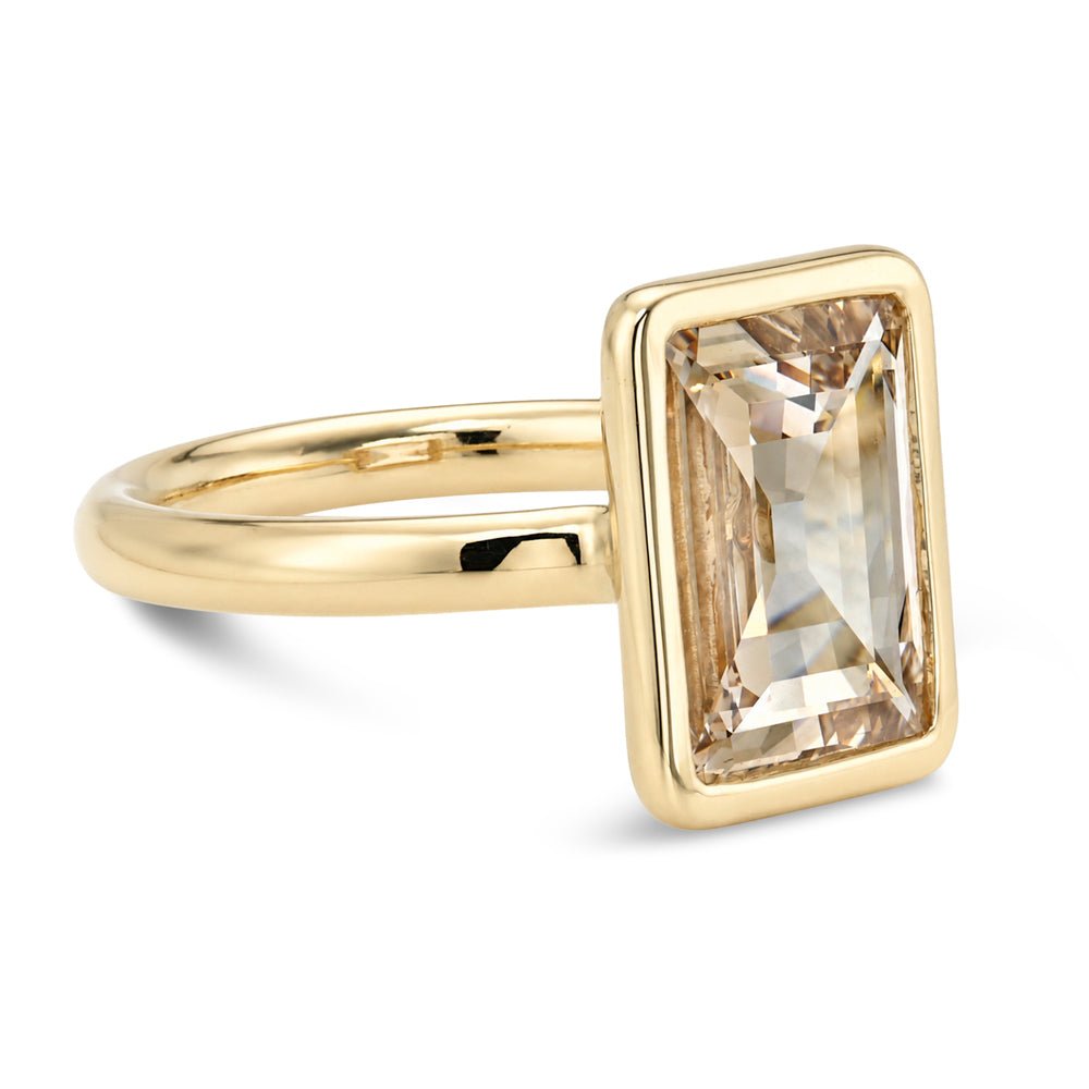 Champagne Portrait Cut Diamond Engagement Ring 14k Yellow Gold Bezel Sk R94 Nd Cd Ns Em Sc 2.12 Bz Side