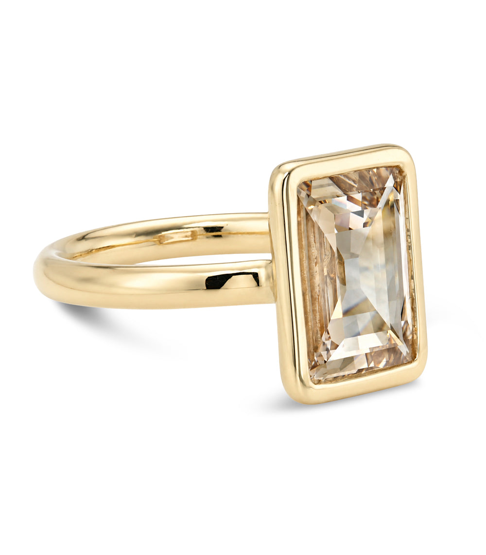 Champagne Portrait Cut Diamond Engagement Ring 14k Yellow Gold Bezel Sk R94 Nd Cd Ns Em Sc 2.12 Bz Side