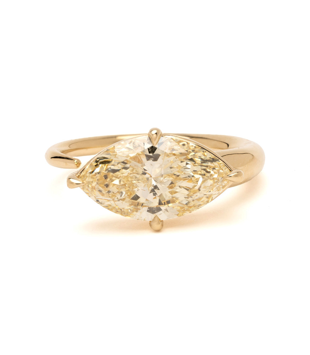 Champagne Yellow Diamond East West Marquise Diamond Ring 1