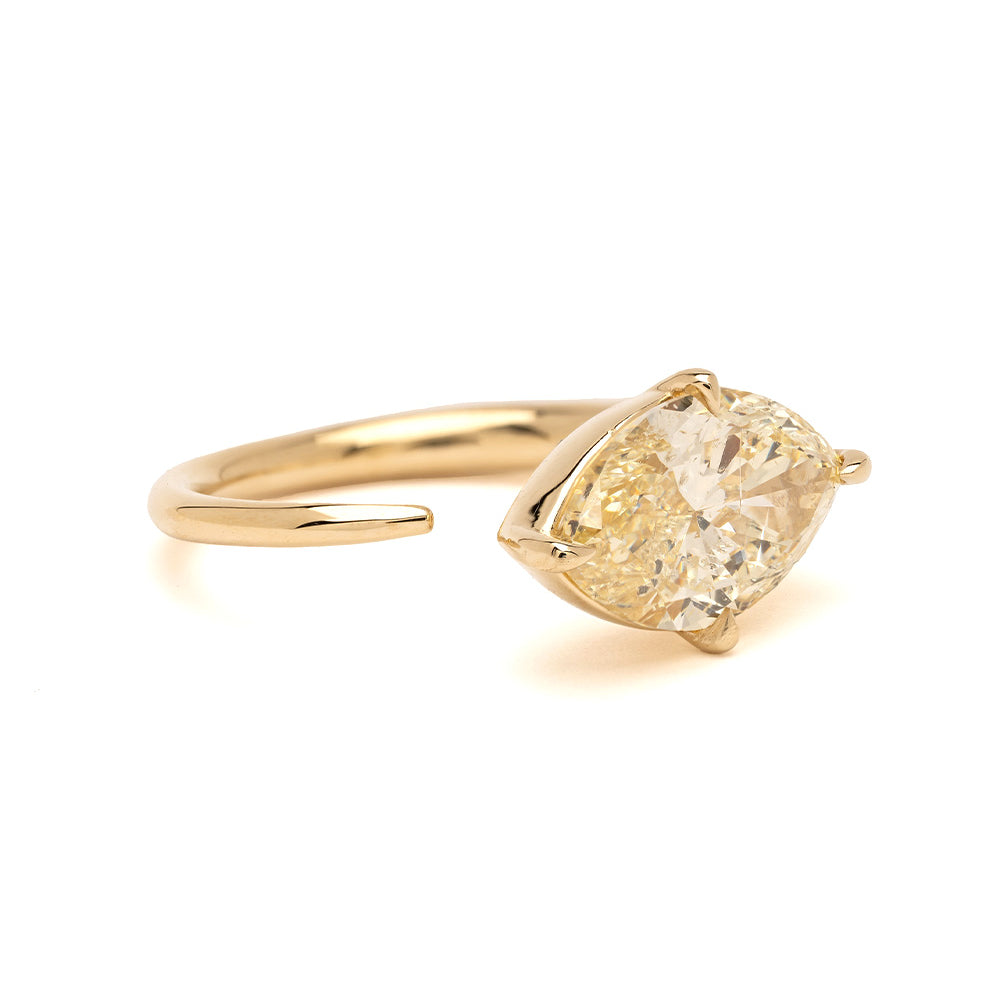 Champagne Yellow Diamond East West Marquise Diamond Ring 2