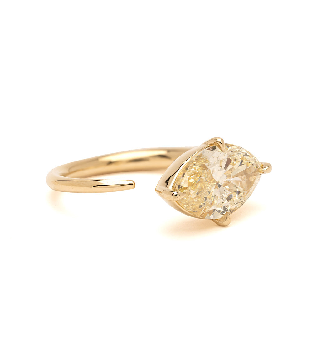 Champagne Yellow Diamond East West Marquise Diamond Ring 2