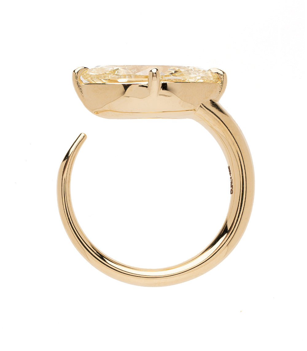 Champagne Yellow Diamond East West Marquise Diamond Ring 3