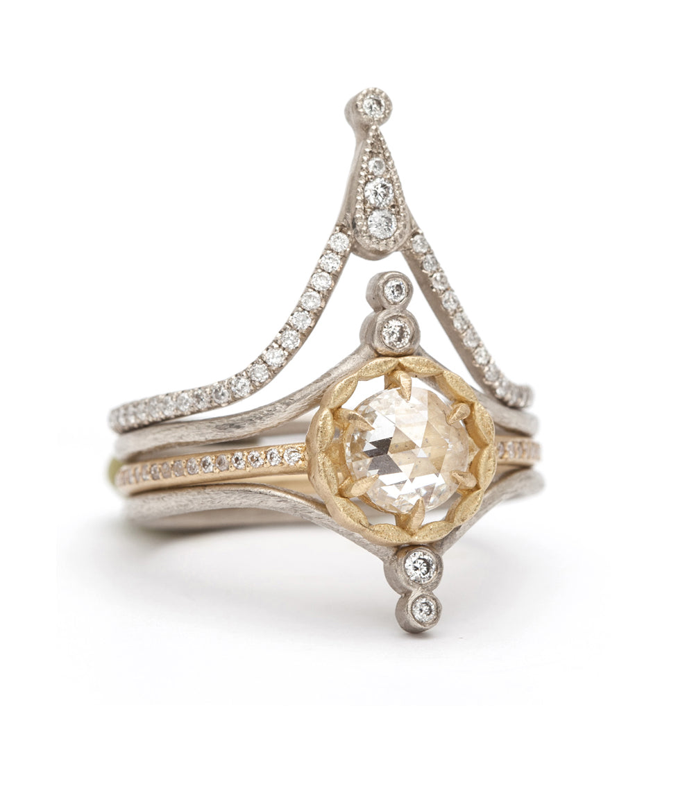 Diamond Bezels Tiara Ring Stacked