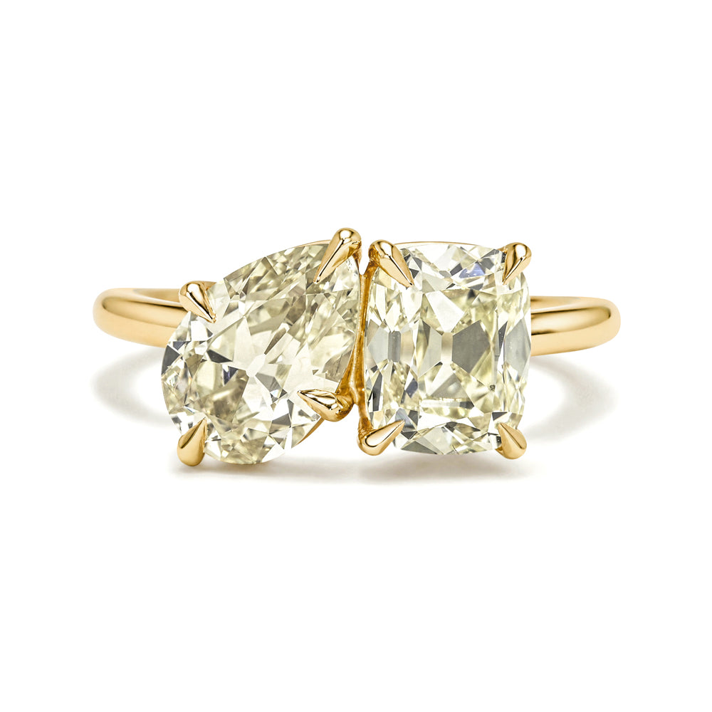 Double Champagne Diamond Unique Engagement Rings