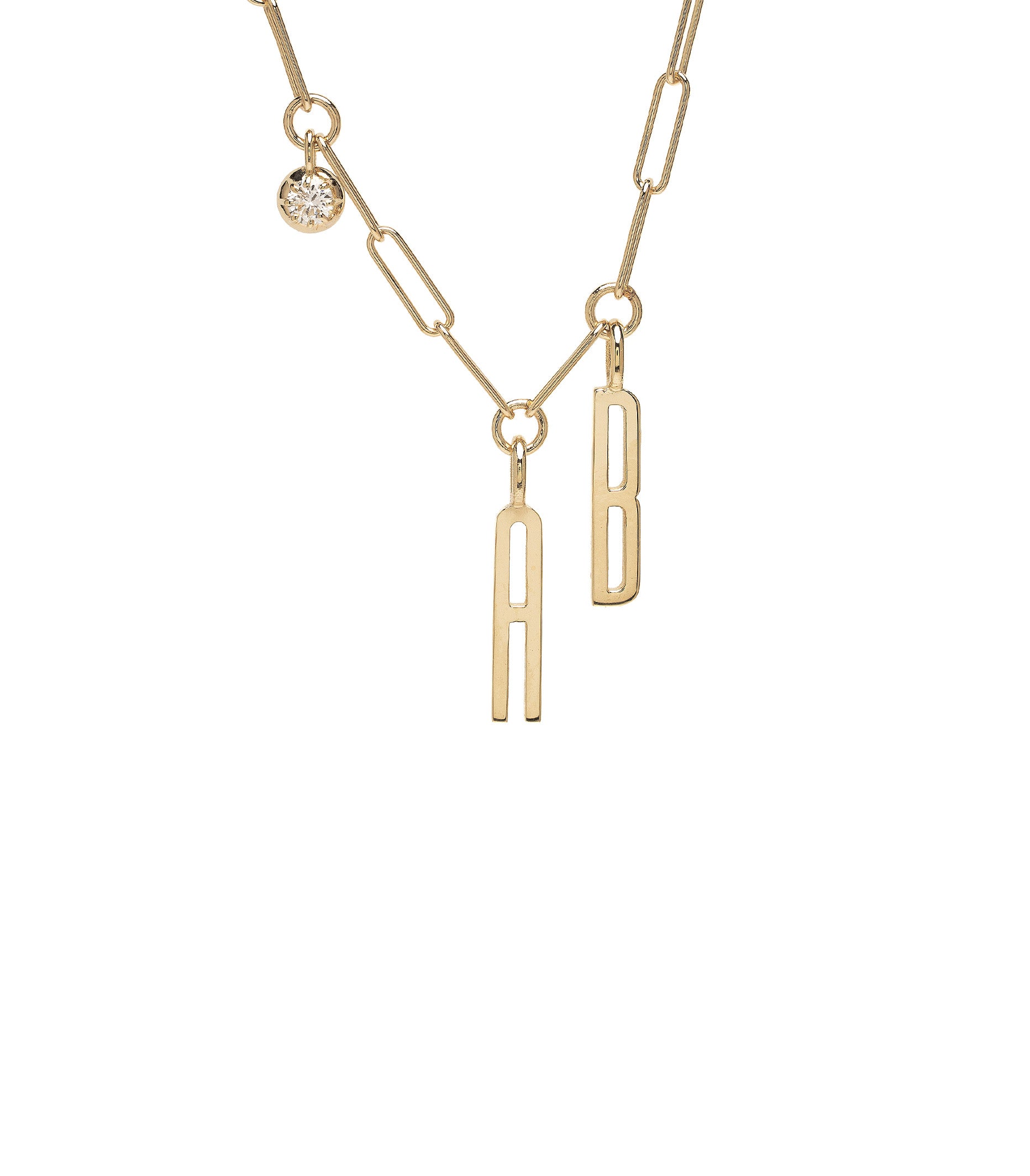 [TATIANA] 韓国アクセ☆Gemstone Round Bar Initial Necklace Round Initial Necklace, Personalized Initial Necklace