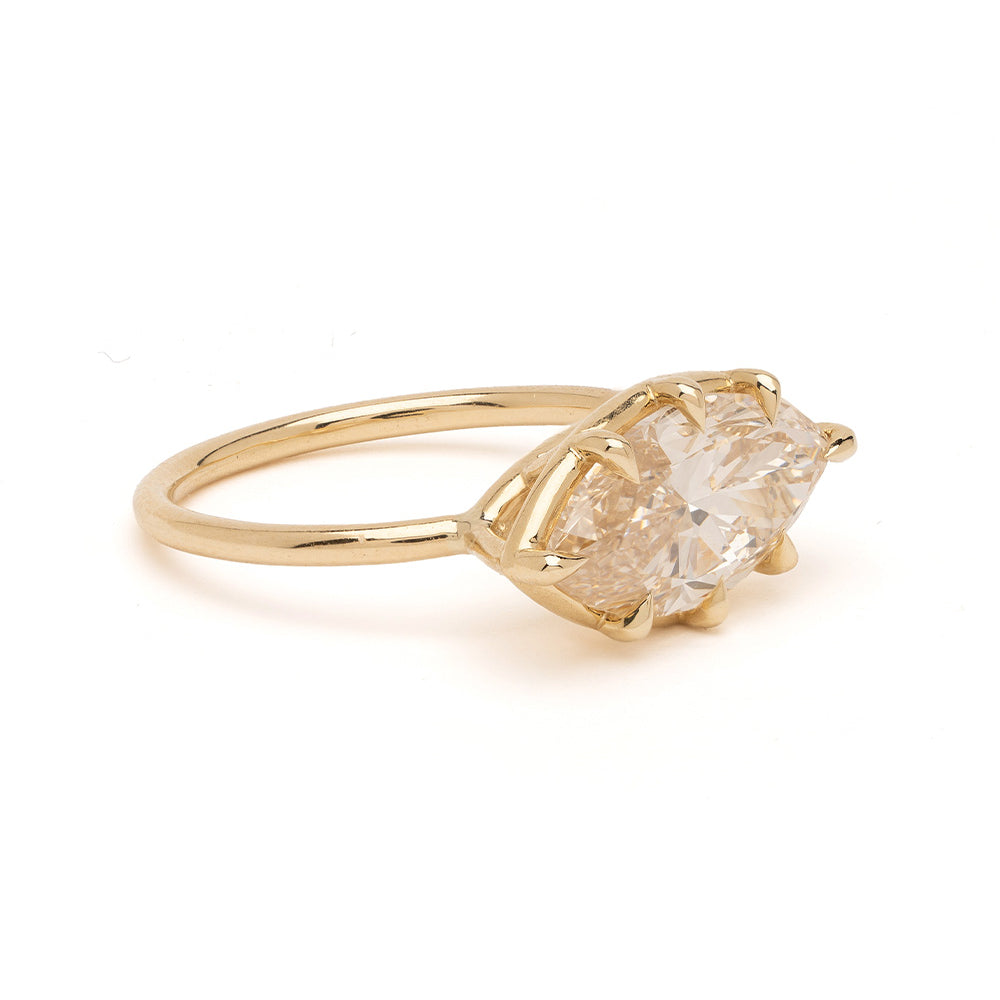 East West Antique Inspired Marquise Diamond Ring 2