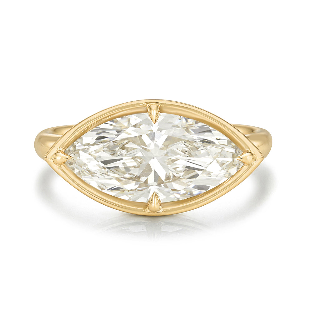 East West Brilliant Marquise Lab Grown Diamond Ring On Gold Band Faux Bezel Sk Sk R45 Lgd Wd Ew Br Mq 2.50 Or 2.75 Frontjpg