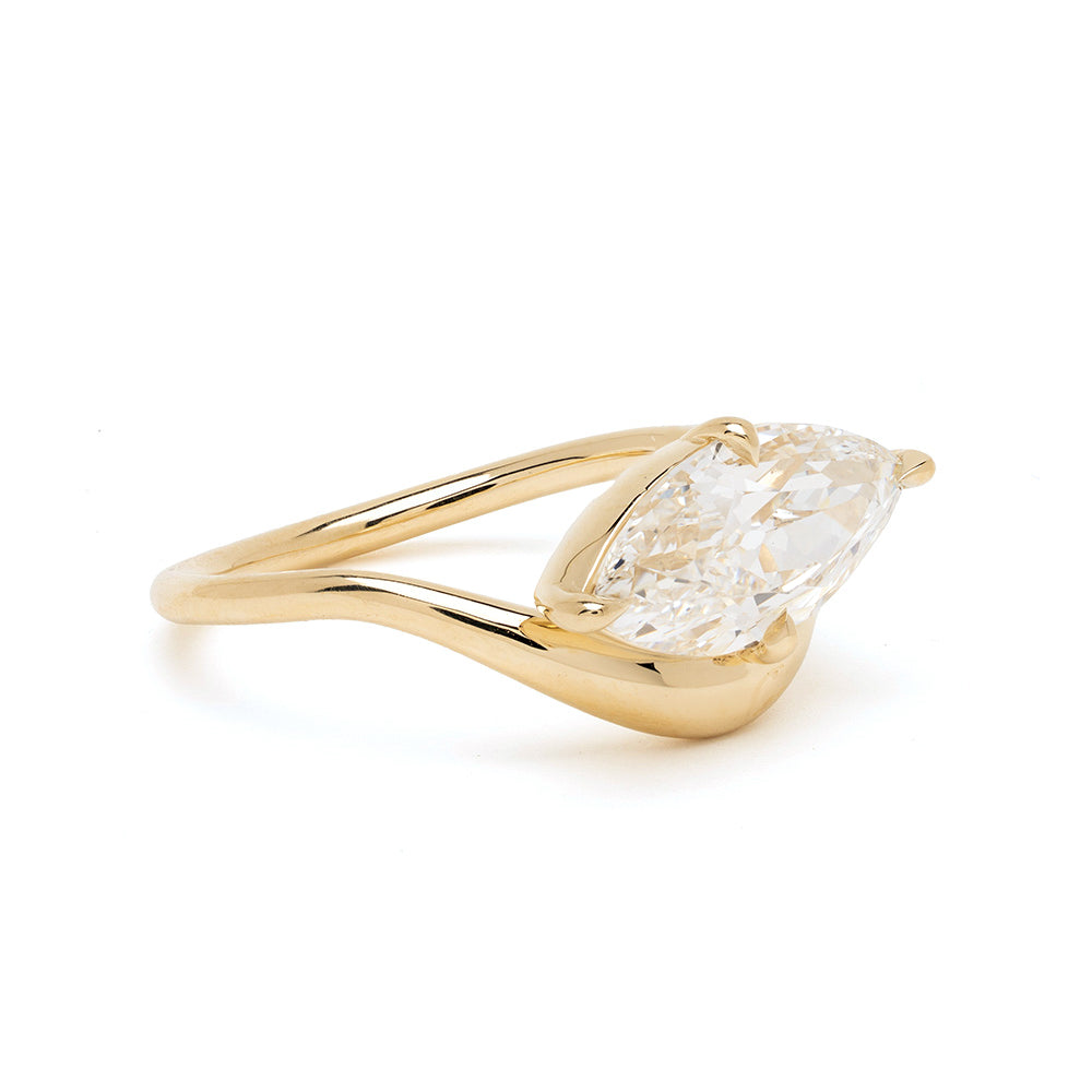 East West Marquise Swooping Engagement Ring 2