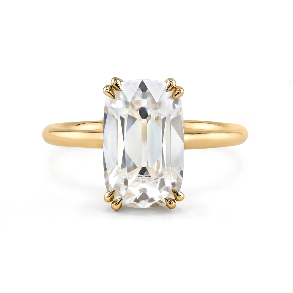 Elongated Cushion Old Mine Cut Double Prong Hidden Halo Solitaire Vintage Inspired Engagement Ring Sk R94 Lg Ns Omc Hh 3.81