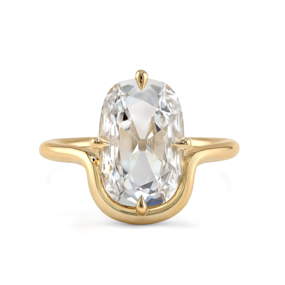 Elongated Cushion Old Mine Flat Lab Diamond Contour Band Four Prong Sk R120 Lgd Ns Omc 2.71 Front
