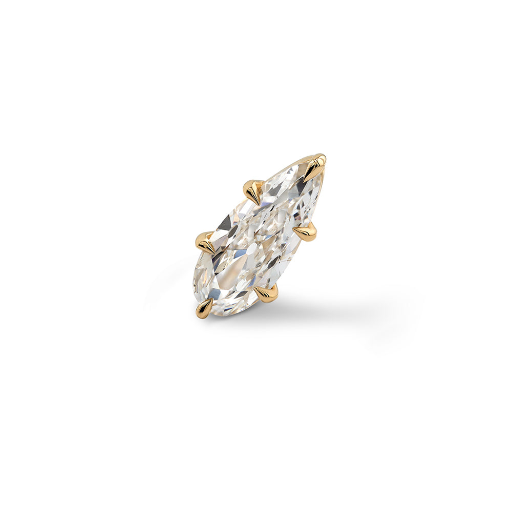 Elongated Pear Old Mine Cut Lab Diamond 6 Prong Stud Earring Climber Sk E85 1.56 Front