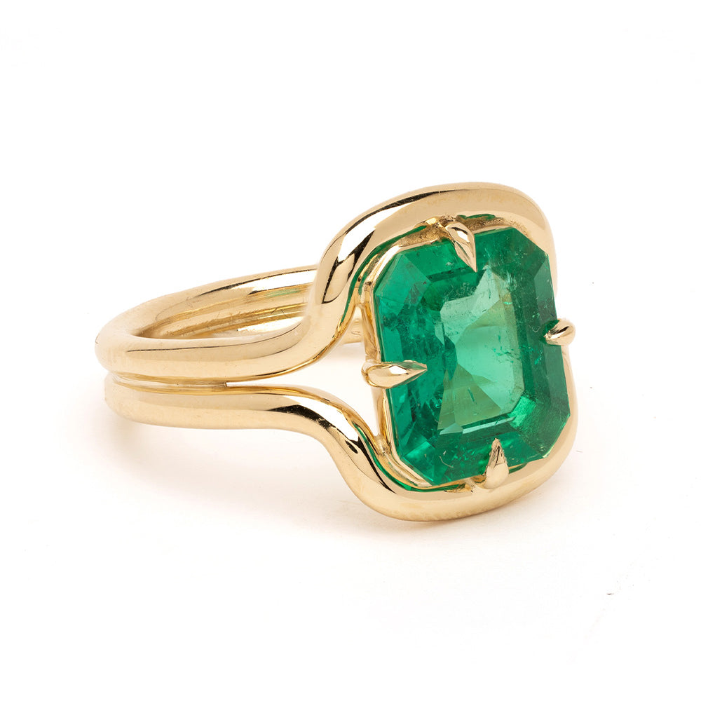 Emerald Cut Colomnian Emerald Engagement Ring Sk R114 Em Ec 2.38 2