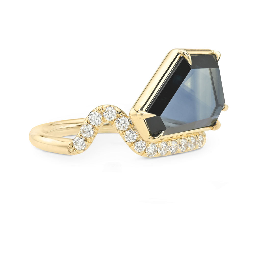 Free Form Sapphire And Diamond Unique Engagement Rings