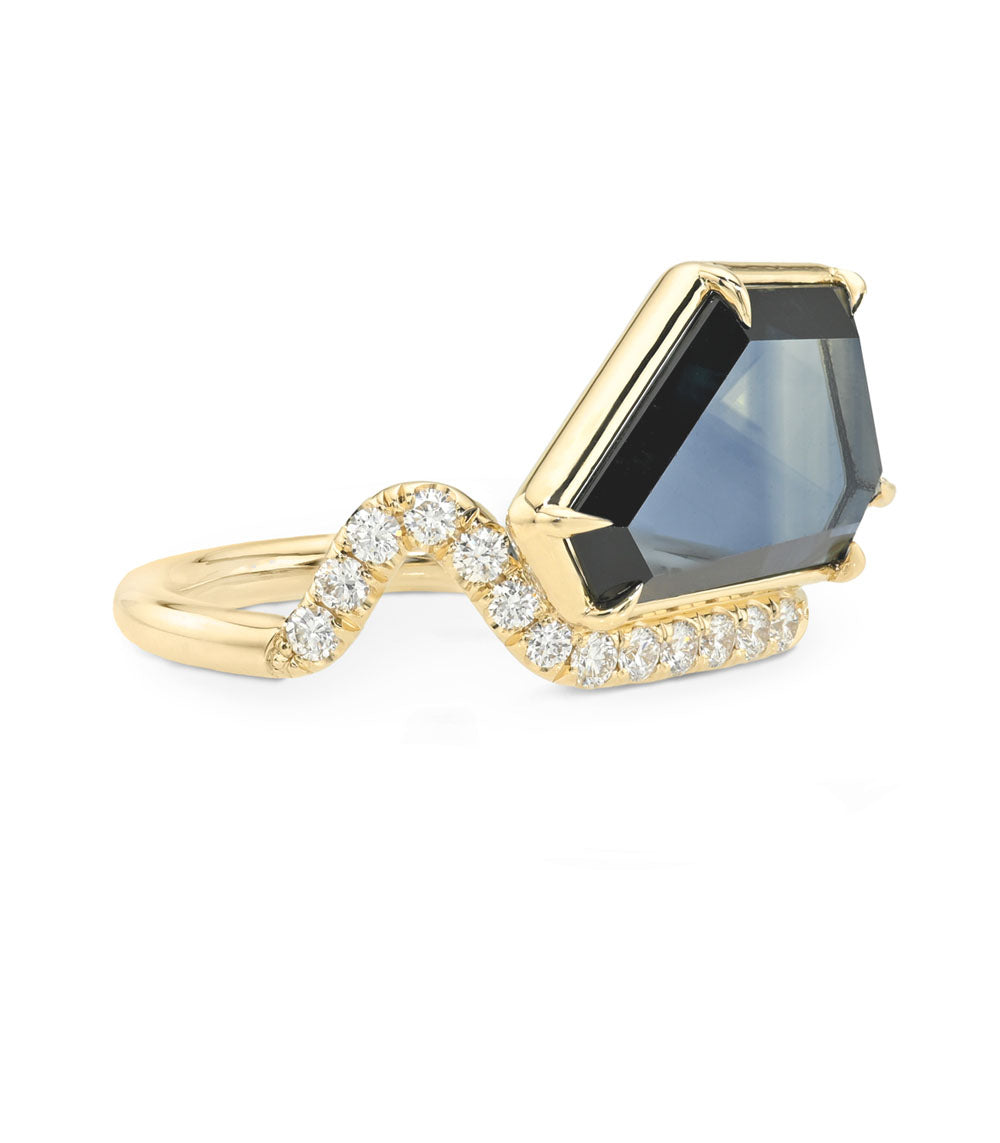 Free Form Sapphire And Diamond Unique Engagement Rings