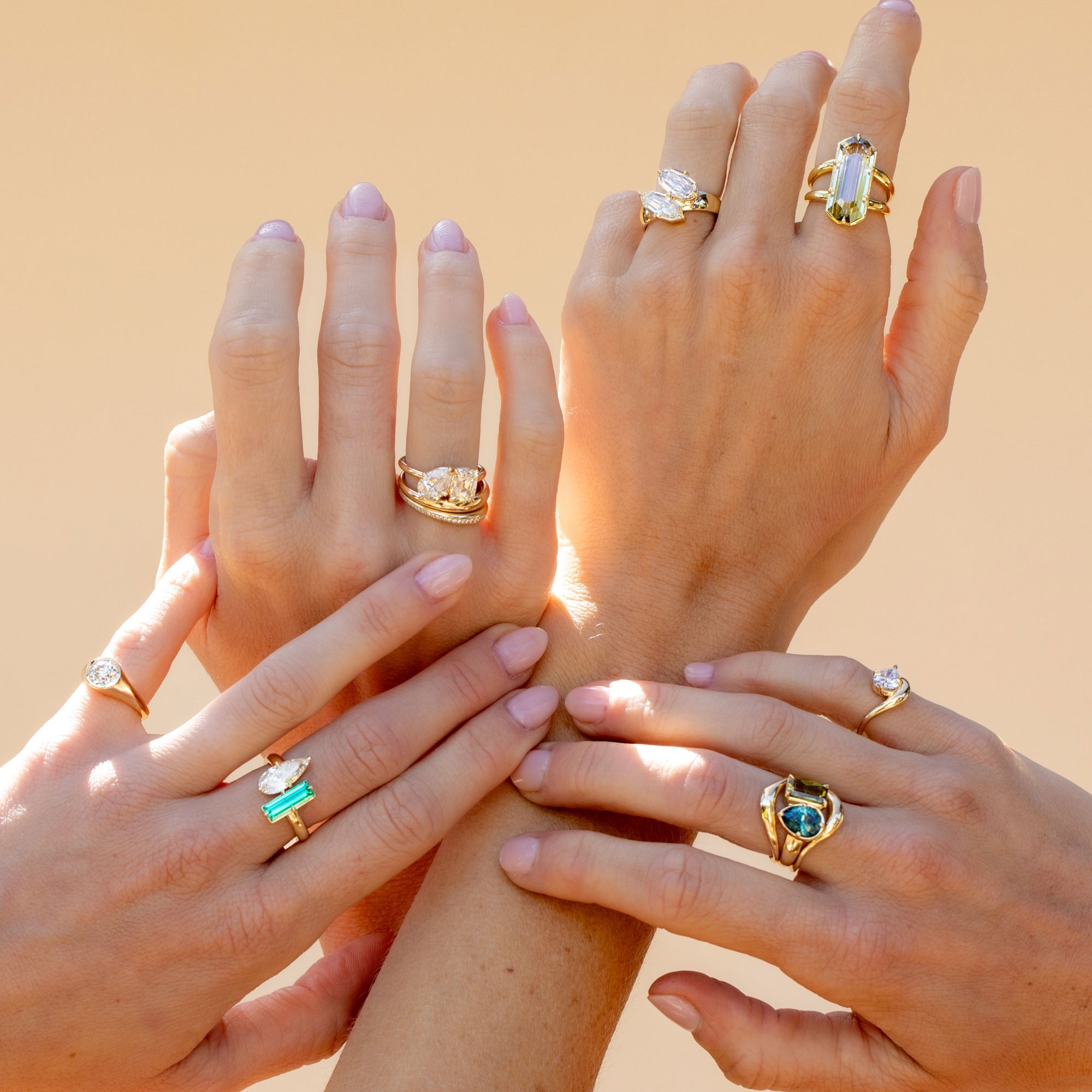 Gemini Collection Two Stone Unique Engagement Rings
