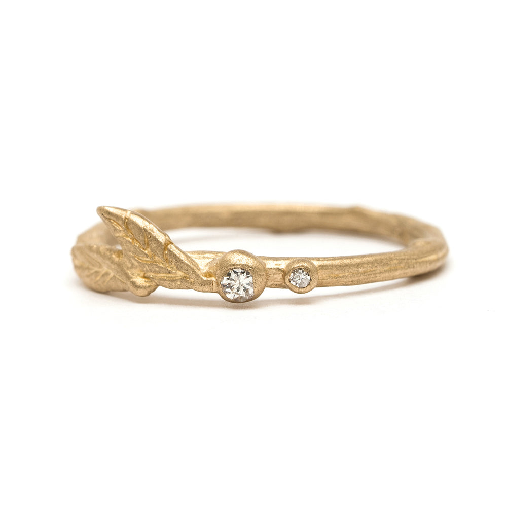 Gold Diamond Twig Stacking Ring