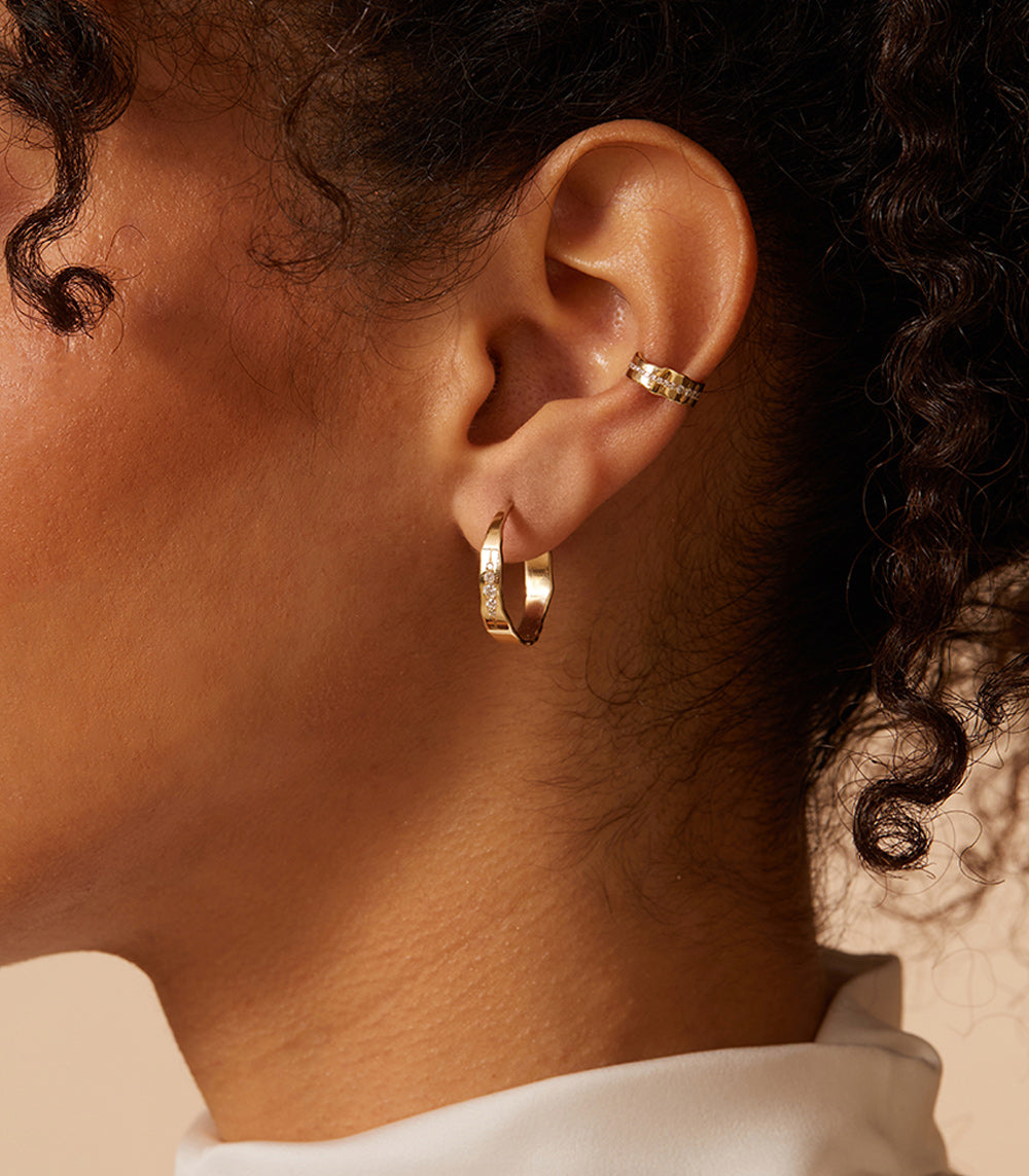 [MONDAY EDITION] heart drop pendant ear cuff イヤーカフ Chic Crystal Heart Angel Wings Ear Cuff Stud Chain Earrings