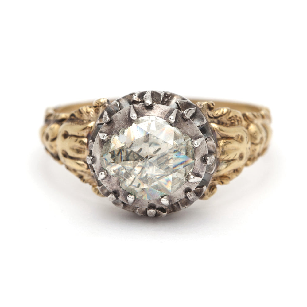 Gold Georgian Rose Cut Diamond Vintage Engagement Ring