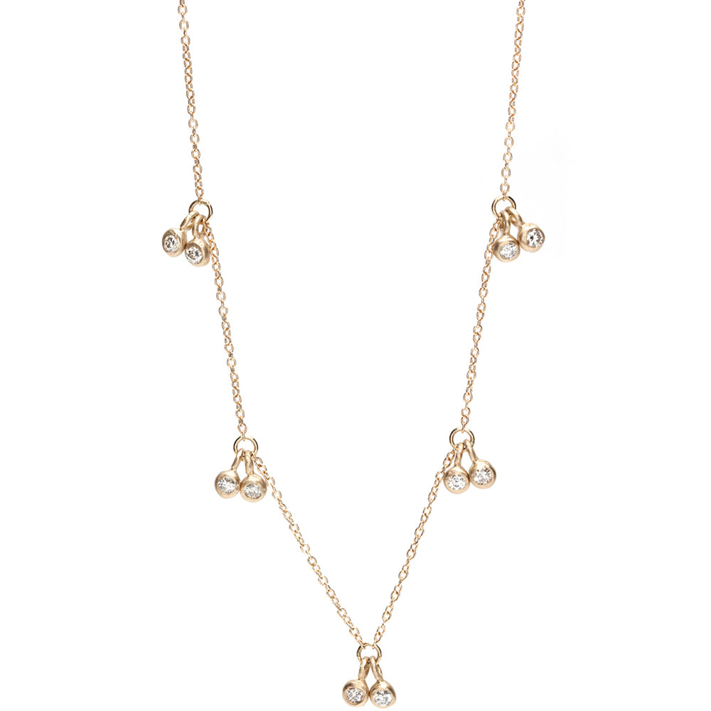 Gold Layering Diamond Dangle Necklace