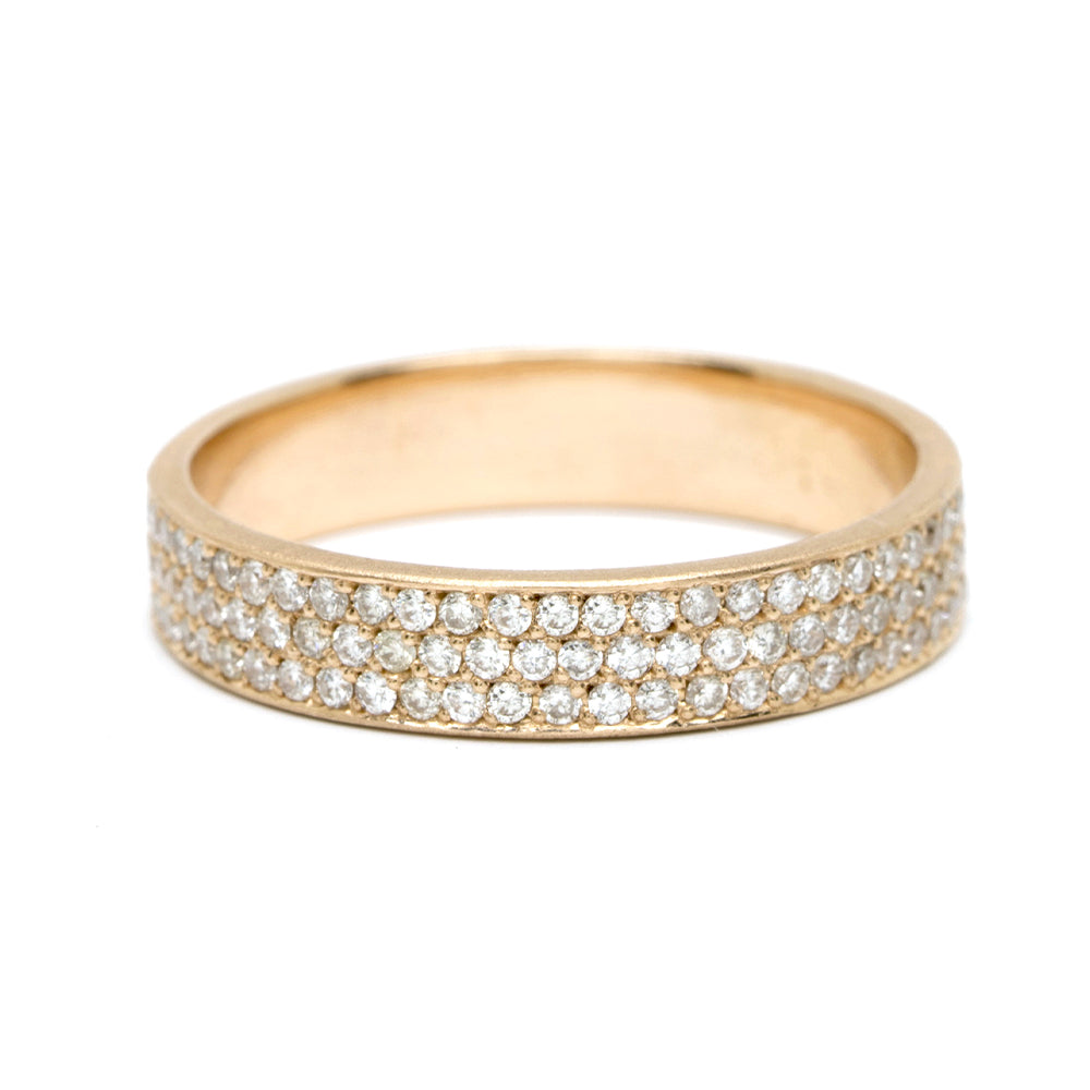 Gold Thee Row Diamond Pave Eternity Band