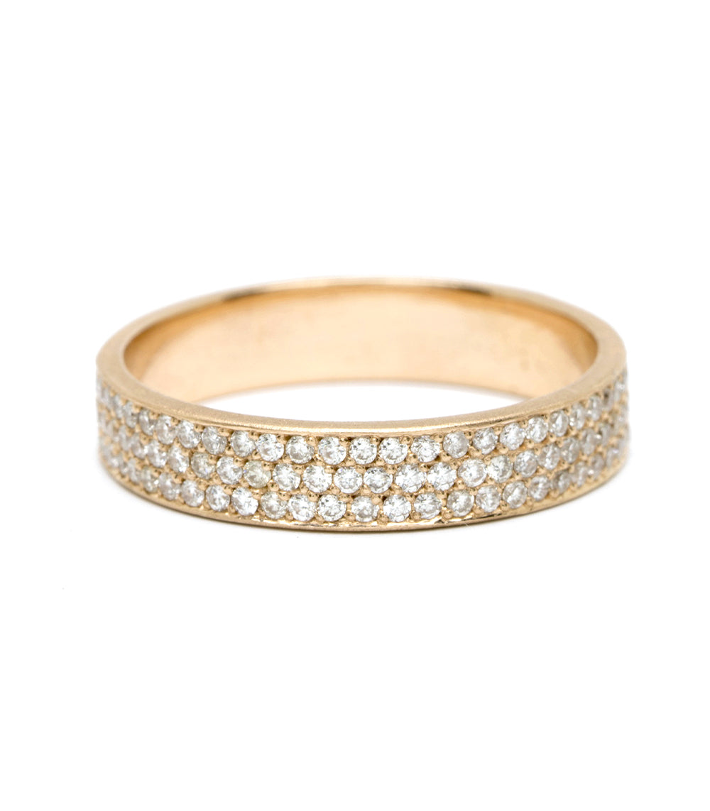 Gold Thee Row Diamond Pave Eternity Band