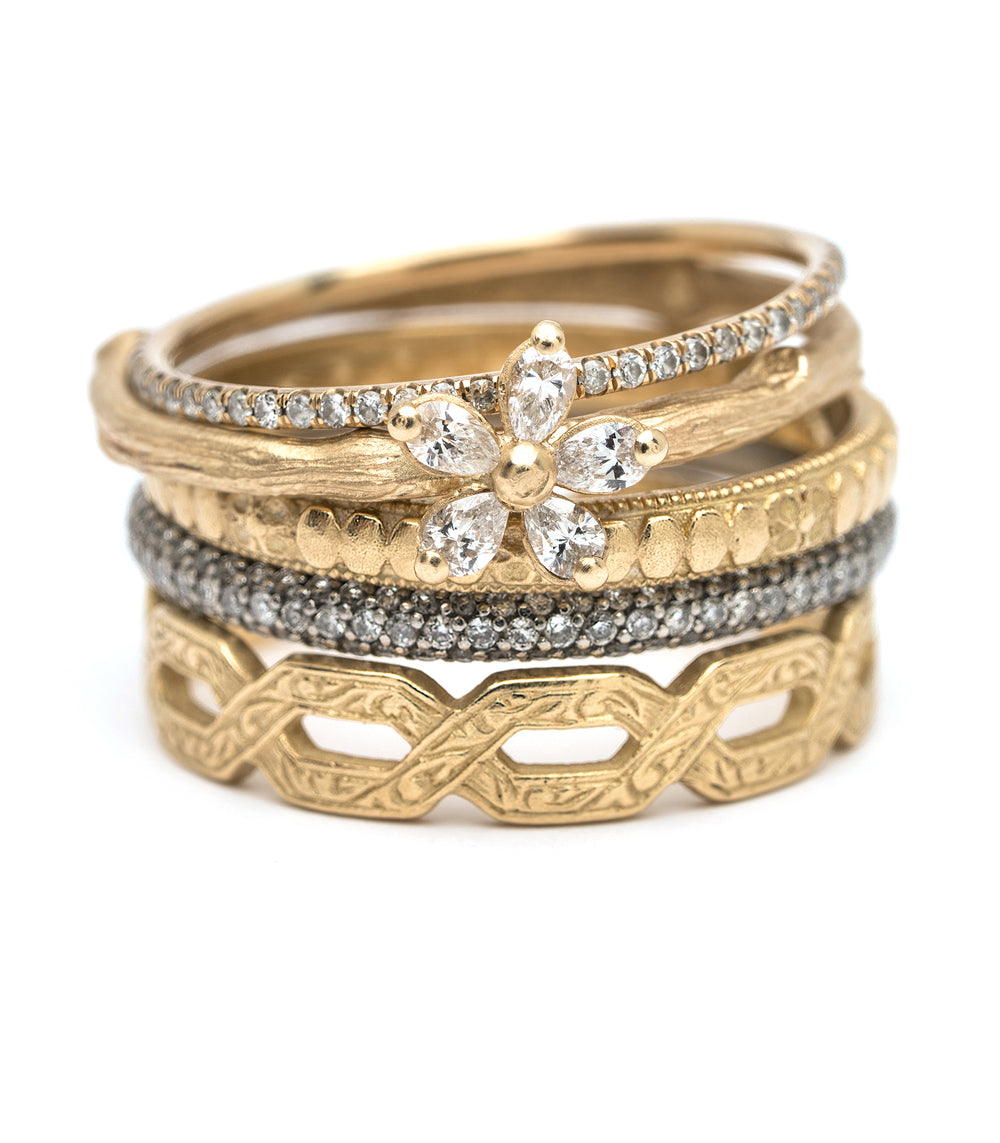 Gold Vintage Inspired Orange Blossom Boho Stacking Ring