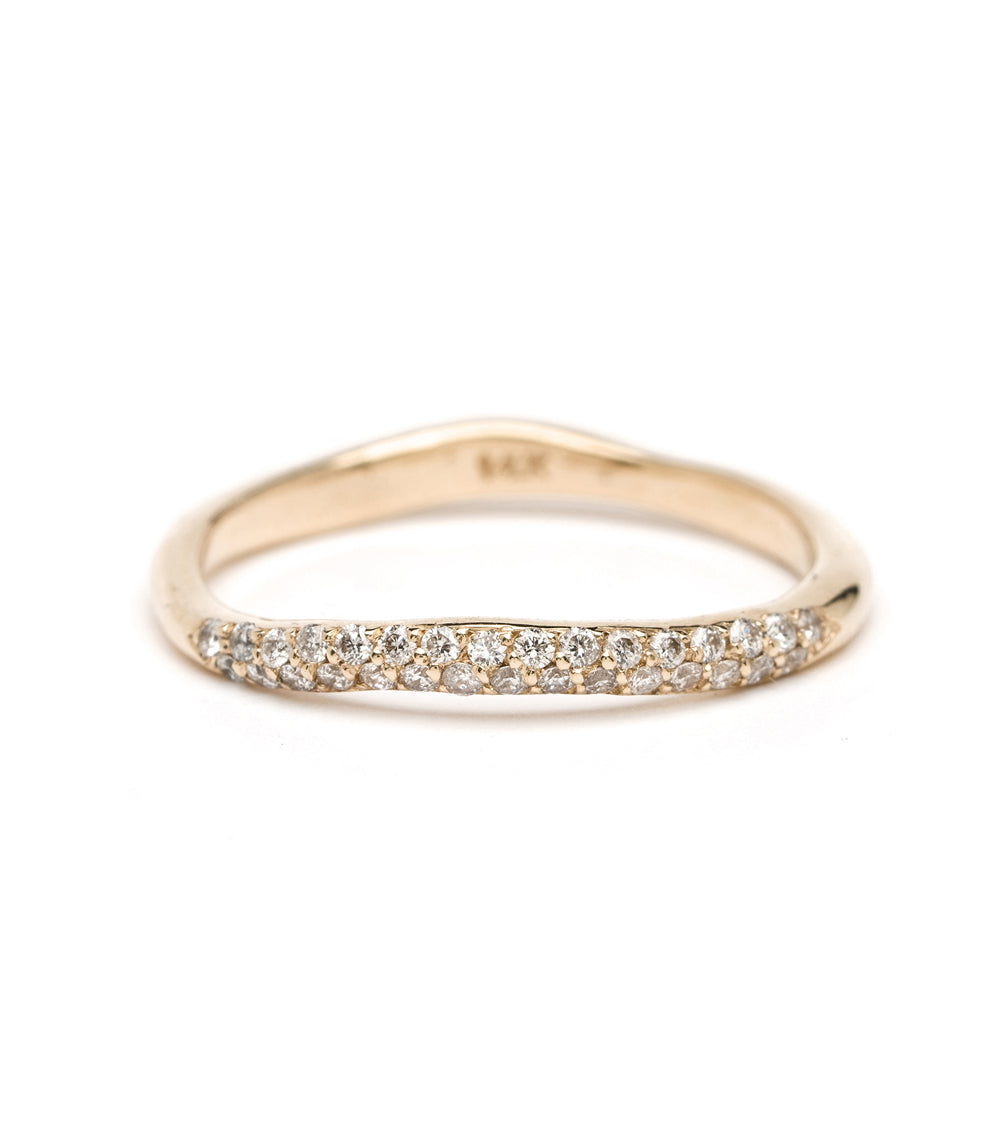 Gold Wavy Pave Diamond Stacking Ring