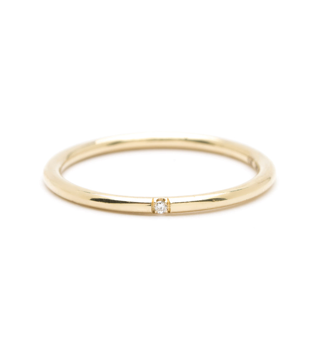 Gold Wire Band Diamond Accent Stacking Band