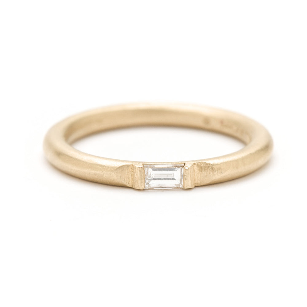 Gold Wire Band Diamond Baguette Stacking Ring