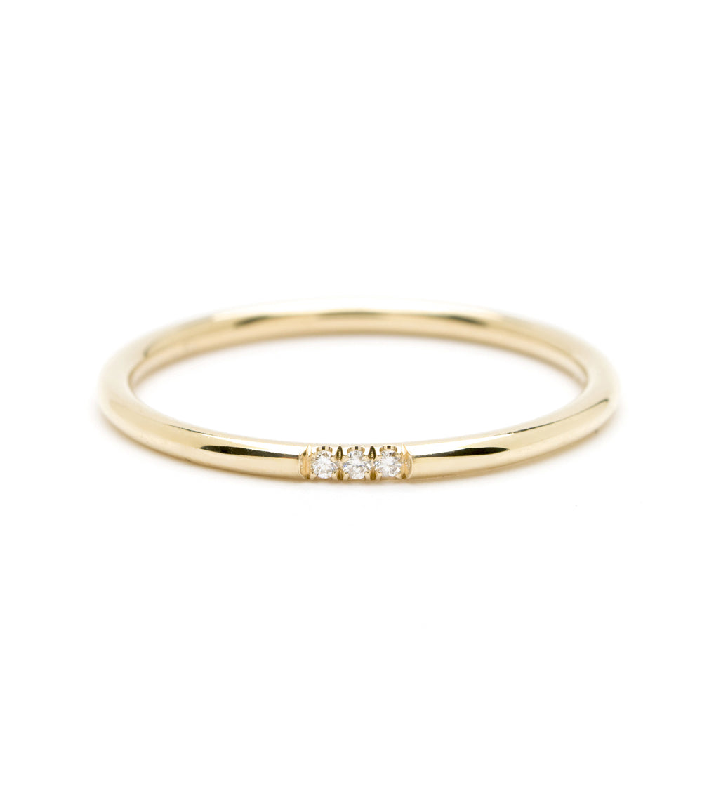 Gold Wire Band Triple Diamond Stacking Band