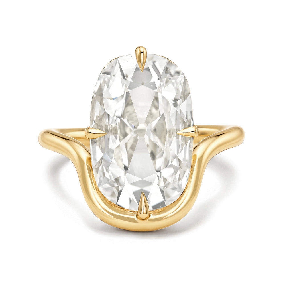 Half Bezel Oval Diamond Unique Engagement Rings