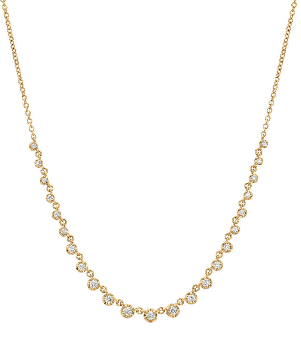 Half Diamond Wedding Tennis Necklace With Prong Set Collet Setting Diamonds Brentwood Cc Dn17