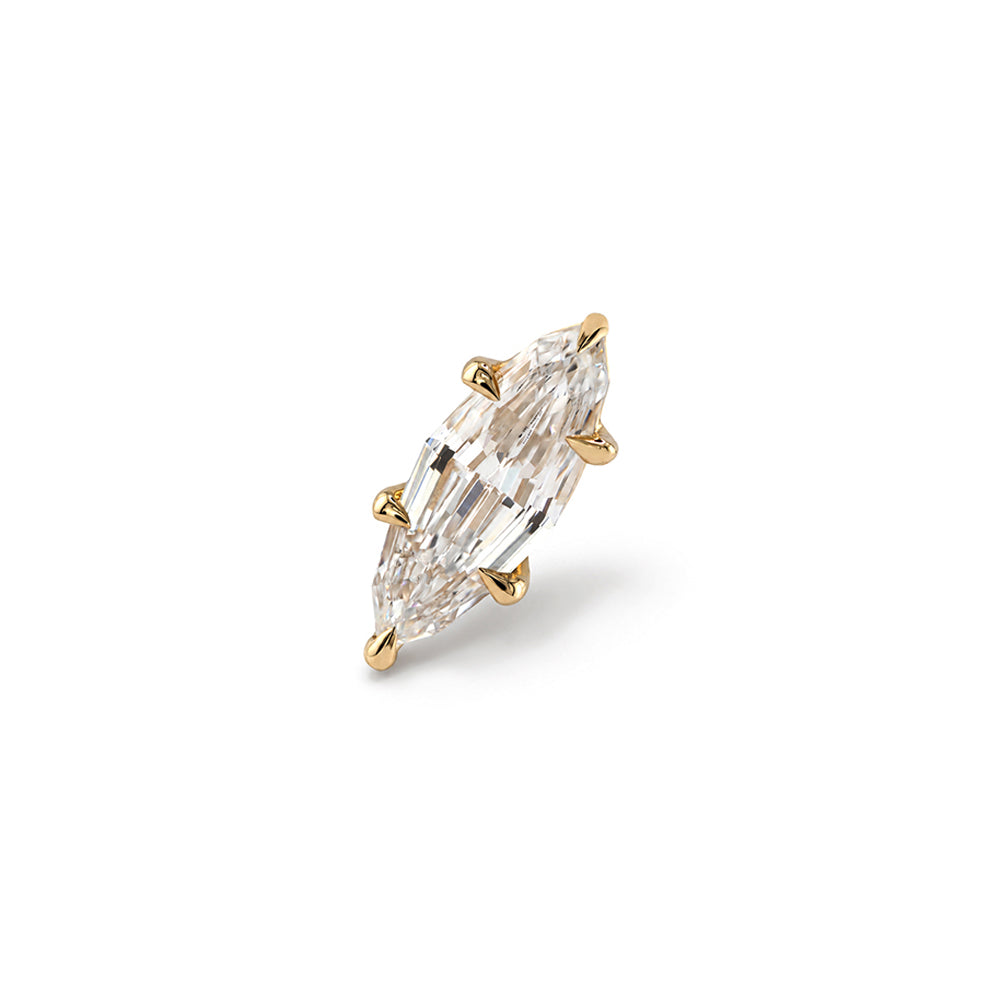Marquise Shape Step Cut Lab Diamond 6 Prong Stud Earring Climber Sk E85 1.14 Front