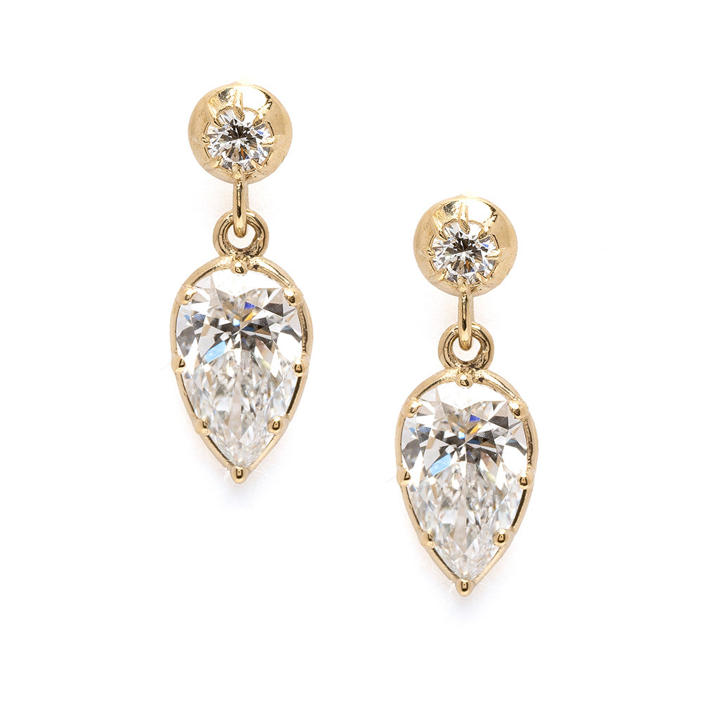 Medium Bezel Set Diamond Drop Earrings For Unique Engagement Rings