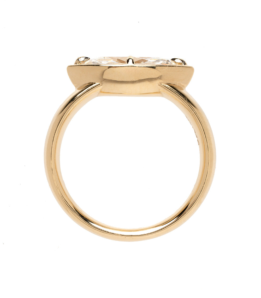 Mini Chloe Marquise Diamond Pinky Ring Gold Band 3
