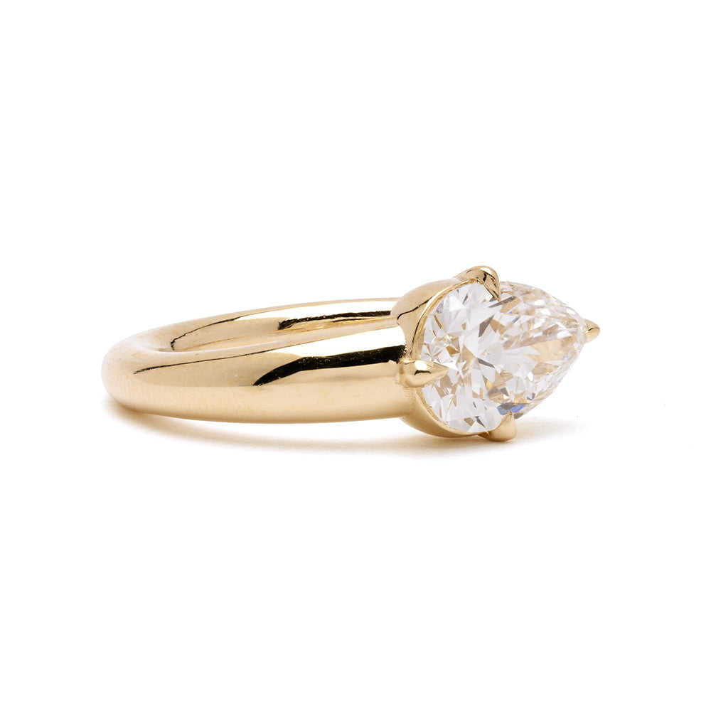 Mini Sloane Pear Diamond Pinky Ring 2